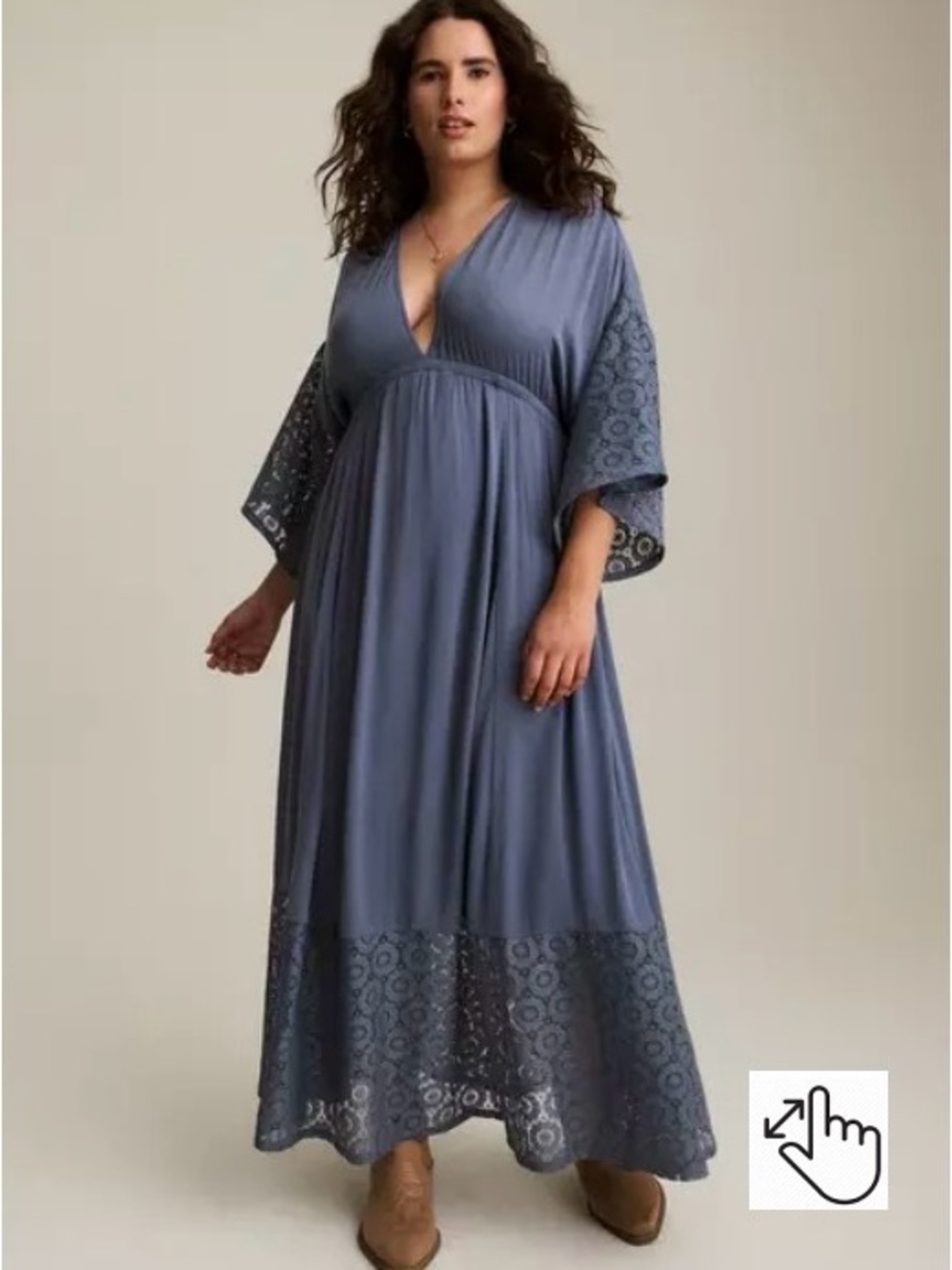 Torrid Slate Blue Lace-Trim Maxi Dress